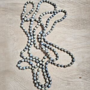 Vintage Job's Tears seed necklace blue 41" strand
